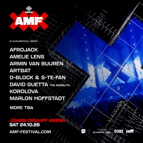 AMF 2026 - Amsterdam Music Festival - Johan Cruijff ArenA - zaterdag 24 oktober 2026 - line-up