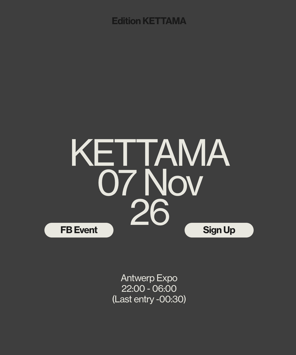 Hangar invites KETTAMA - Antwerp Expo - zaterdag 7 november 2026