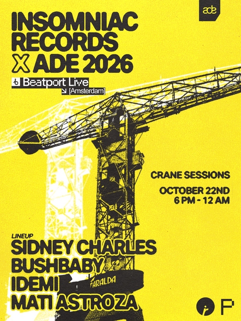 Insomniac Records - Sidney Charles, Bushbaby, Idemi - Faralda Crane Hotel Amsterdam - donderdag 22 oktober 2026 (ADE)