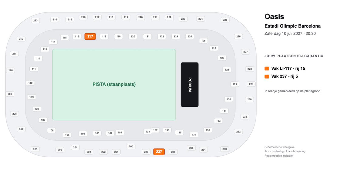 Dove sarai seduto – Oasis | Sabato 10 luglio 2027 – Estadi Olímpic Barcellona – Biglietti