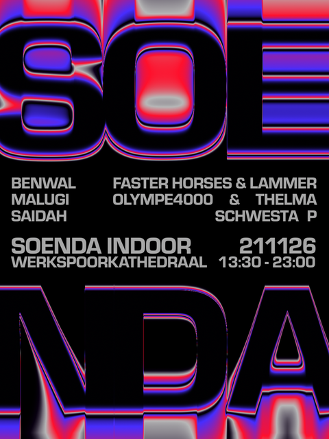 Soenda Indoor 2026 – Werkspoorkathedraal Utrecht – zaterdag 21 november 2026